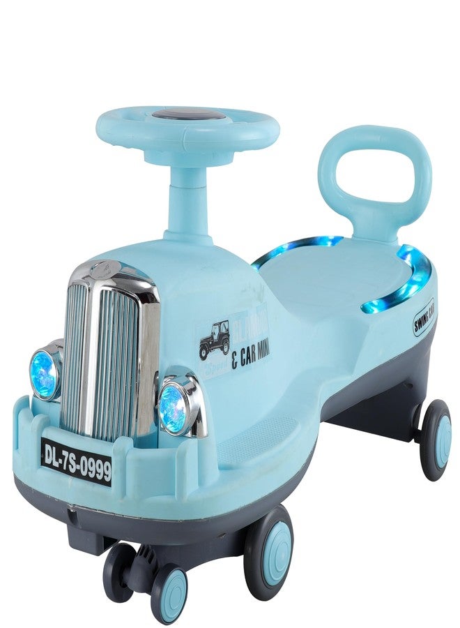 JoyRide Glamour DLX Light-Up Magic Car - Easy Glide Ride-On Toy for Kids | LED Lights, Music & 360° Swivel Wheels | Push Swing Car for Indoor/Outdoor Fun Ages 2+ Years (Blue) - Image 1